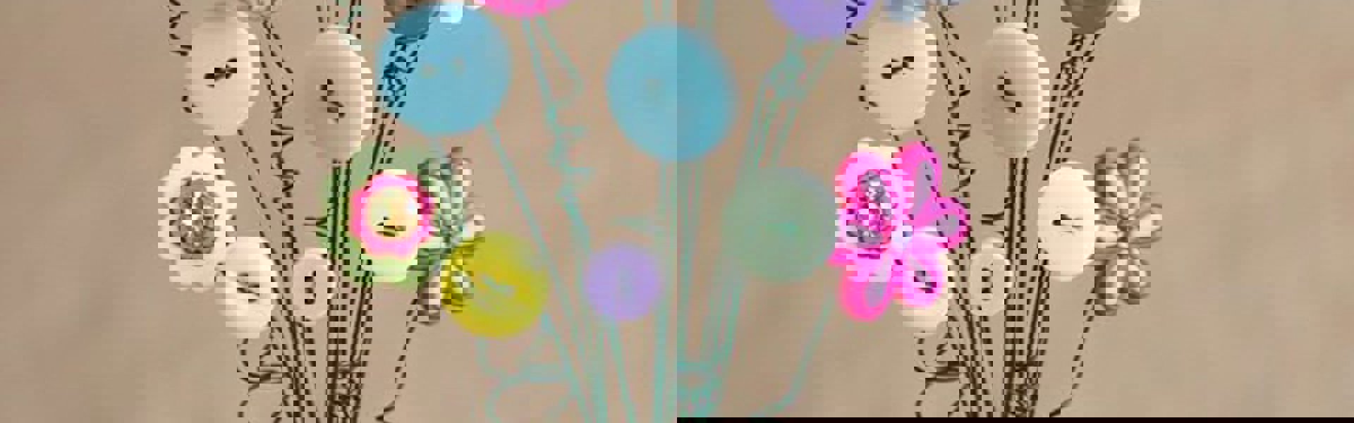 Main image: a button flower bouquet, using a salt shaker as a vase, and buttons and felt in different colours and sizes - an easy DIY gift for someone special.